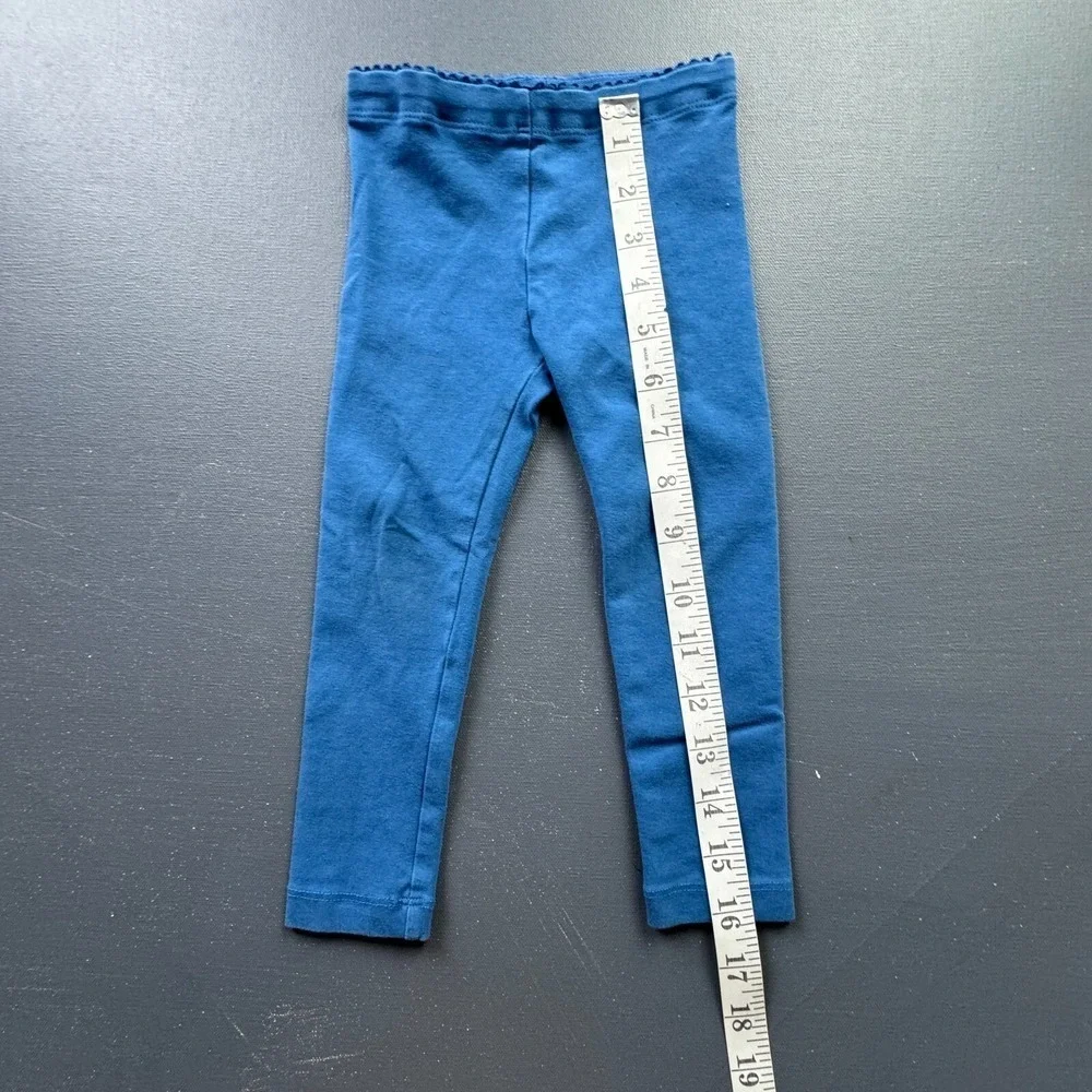 Tea Collection Toddler Girls Size 2T Blue Leggings Cotton Blend Scallop Stretch